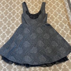 Festive Free People party dress with embellishment and tulle underlay